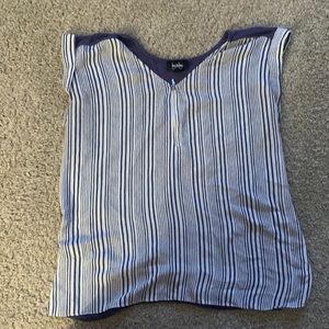 By&by brand, white and navy blue striped blouse with silver zipper